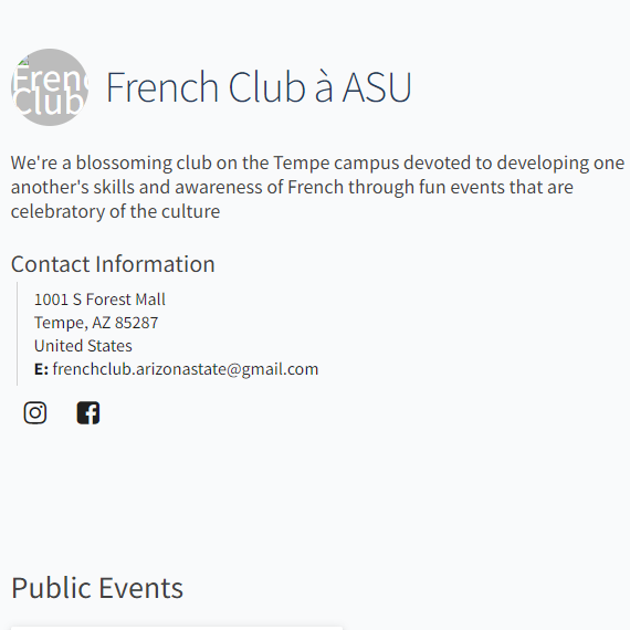 French Non Profit Organization in USA - French Club a ASU